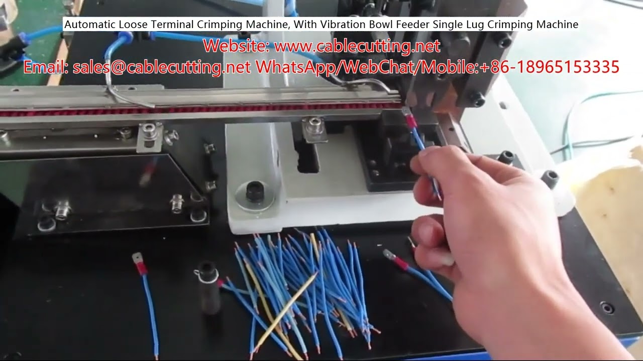Mesin Crimping Terminal Longgar Otomatis dengan Pengumpan Mangkuk Getar untuk Crimping Lug Tunggal