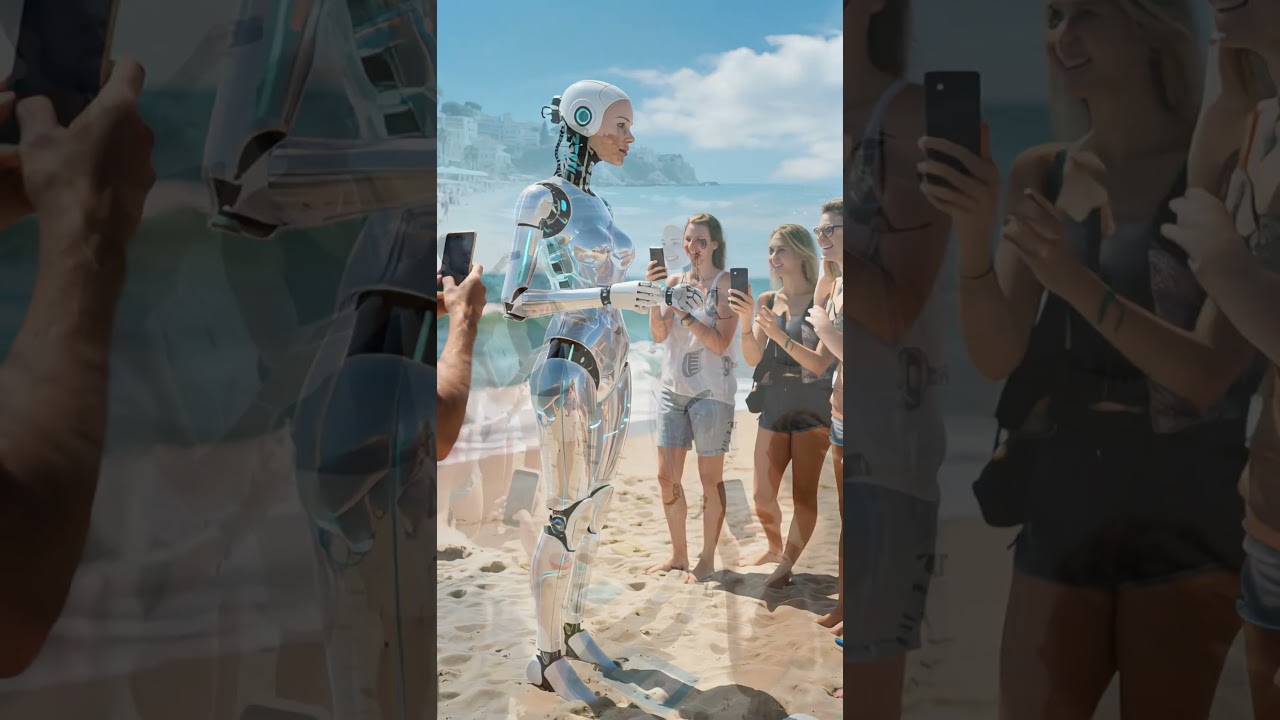 Robot Cantik di Pantai: Magnet Publik untuk Foto dan Interaksi