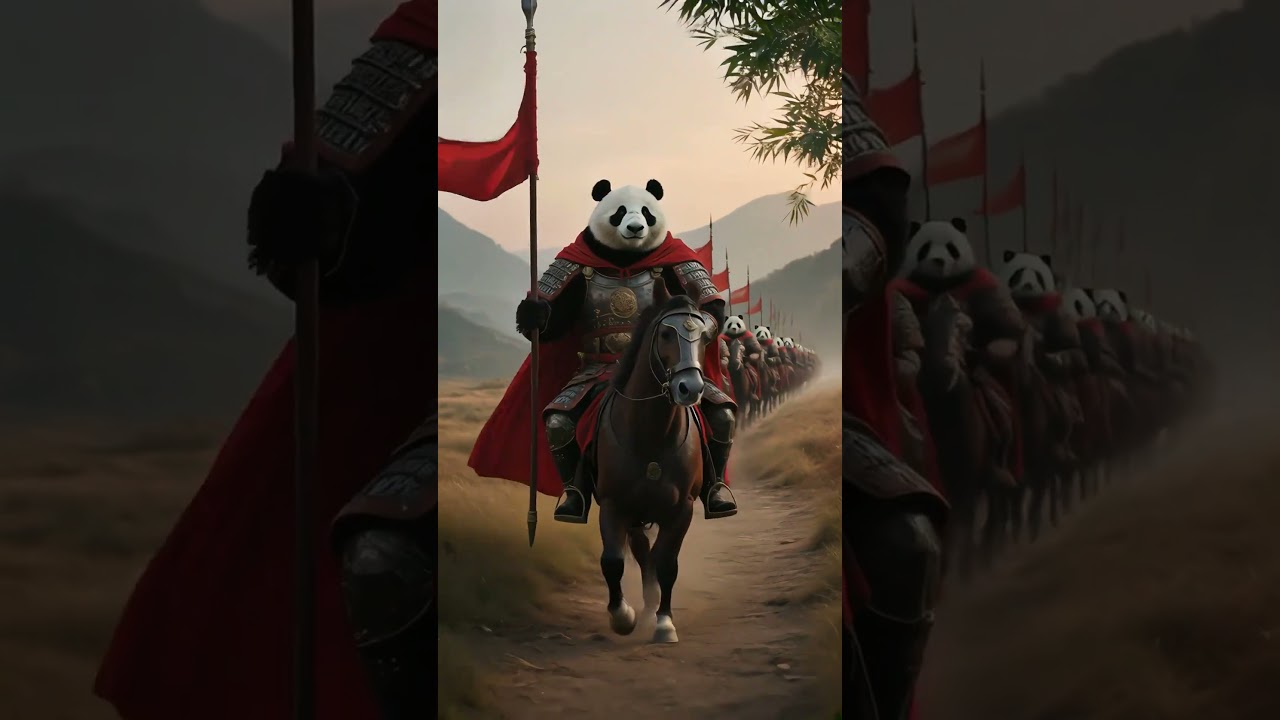 Sekelompok Panda Raksasa Antropomorfik Berbaju Besi Prajurit Cina Kuno - Solusi Robotik Inovatif